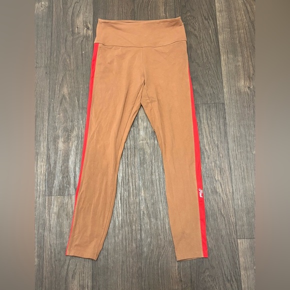 PINK Victoria’s Secret High Waist Leggings | Brown with Red Stripe | Size M - Picture 1 of 4